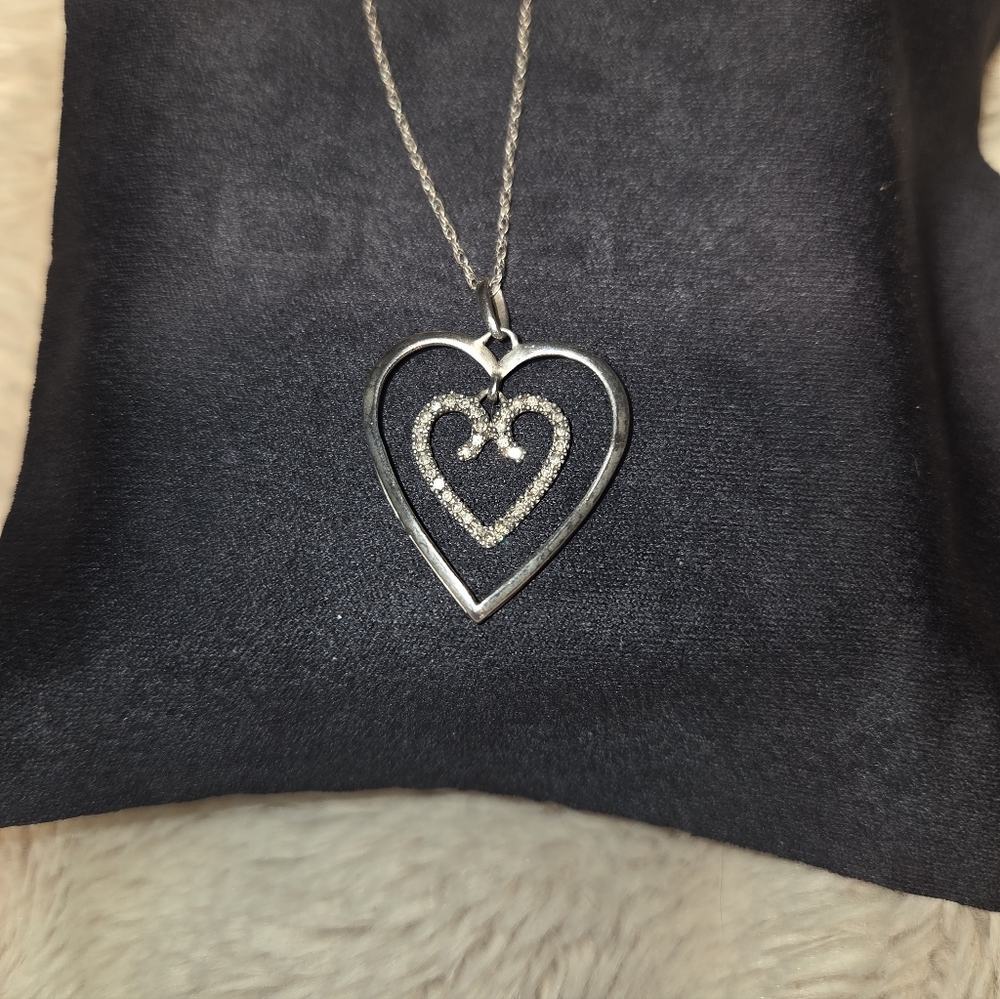Heart Pendant With Diamonds Necklace